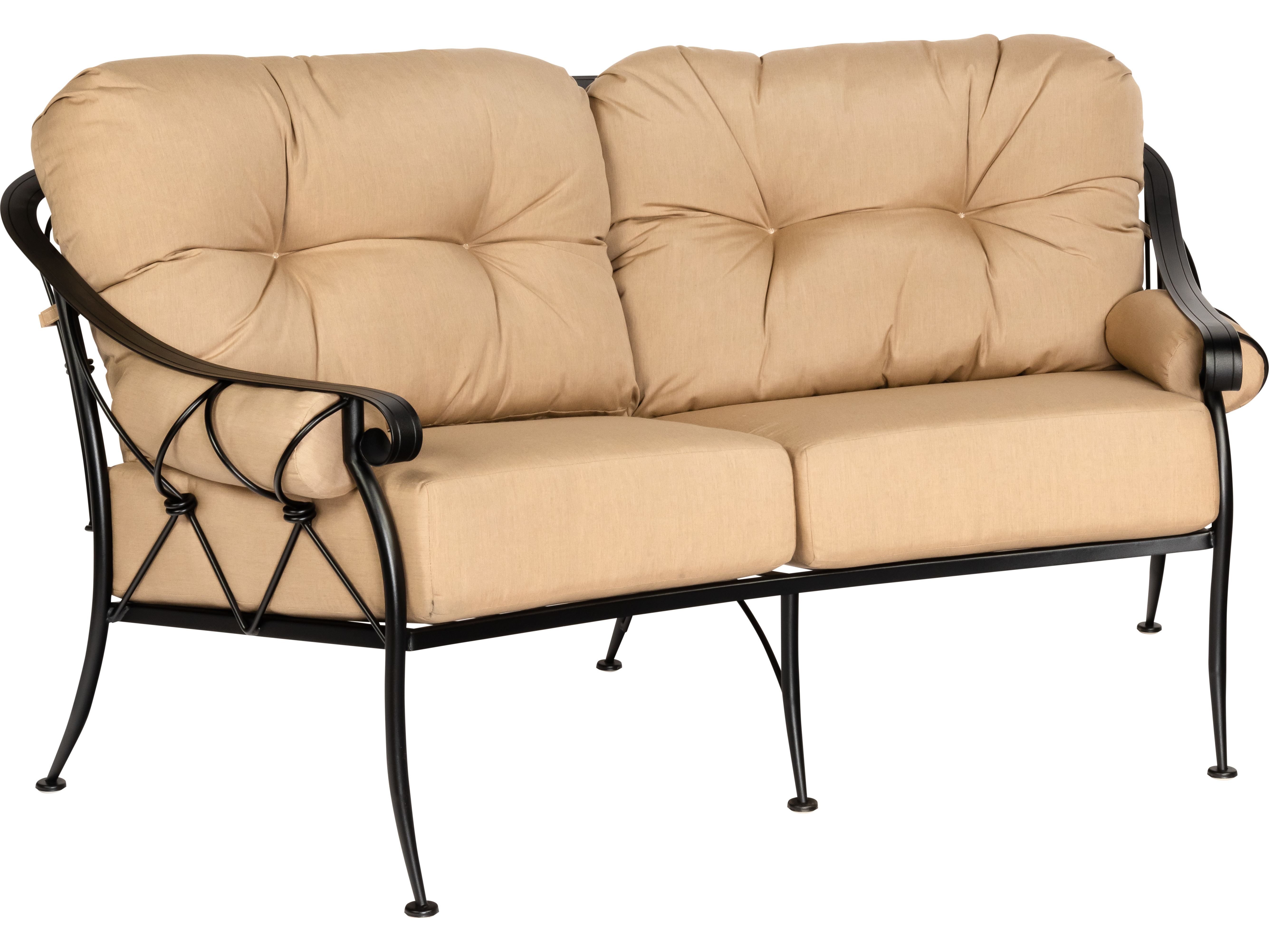 Woodard Derby Cushion Wrought Iron Crescent Outdoor Loveseat WR4T0063