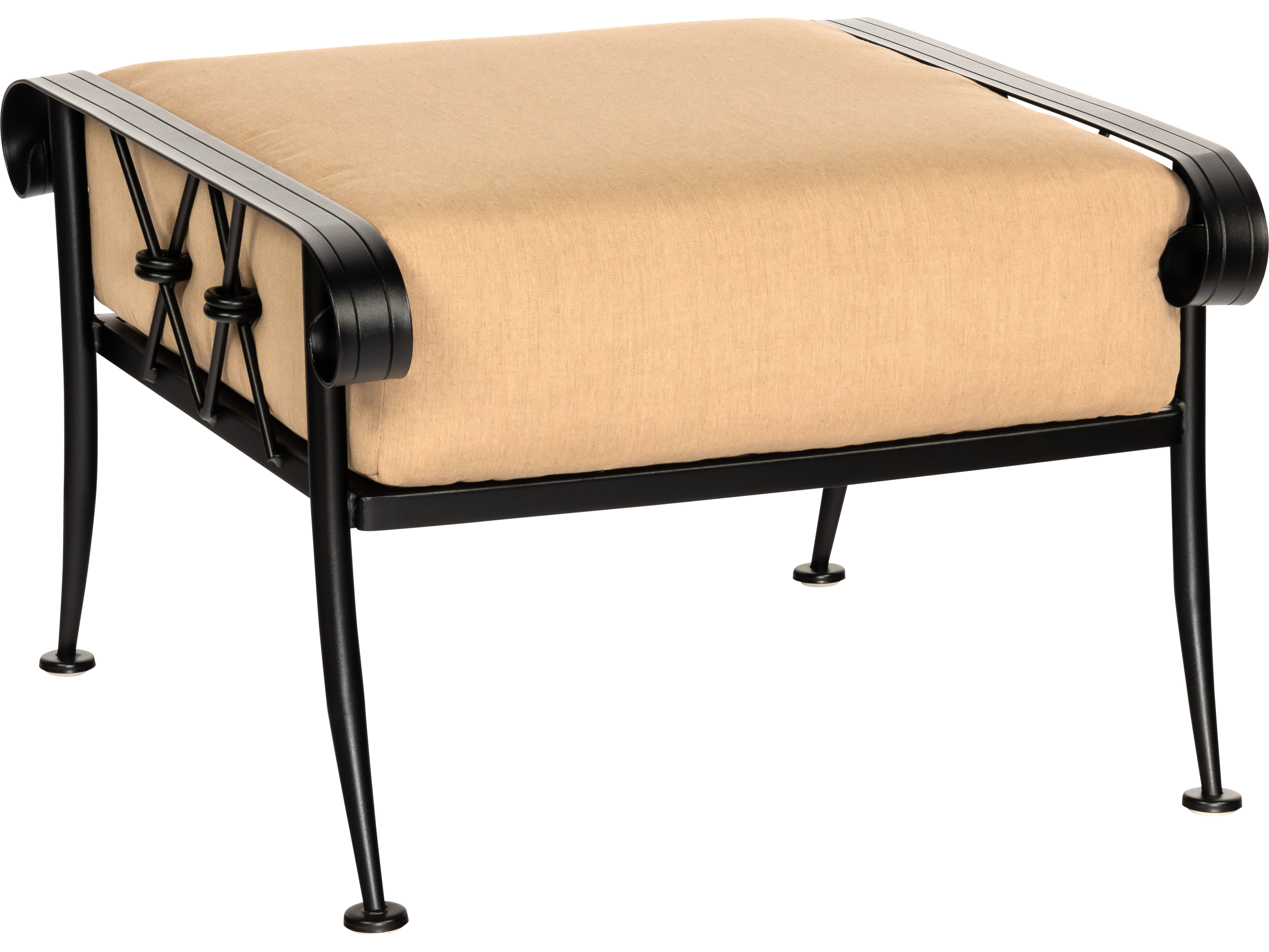 Woodard Derby Cushion Wrought Iron Ottoman WR4T0086