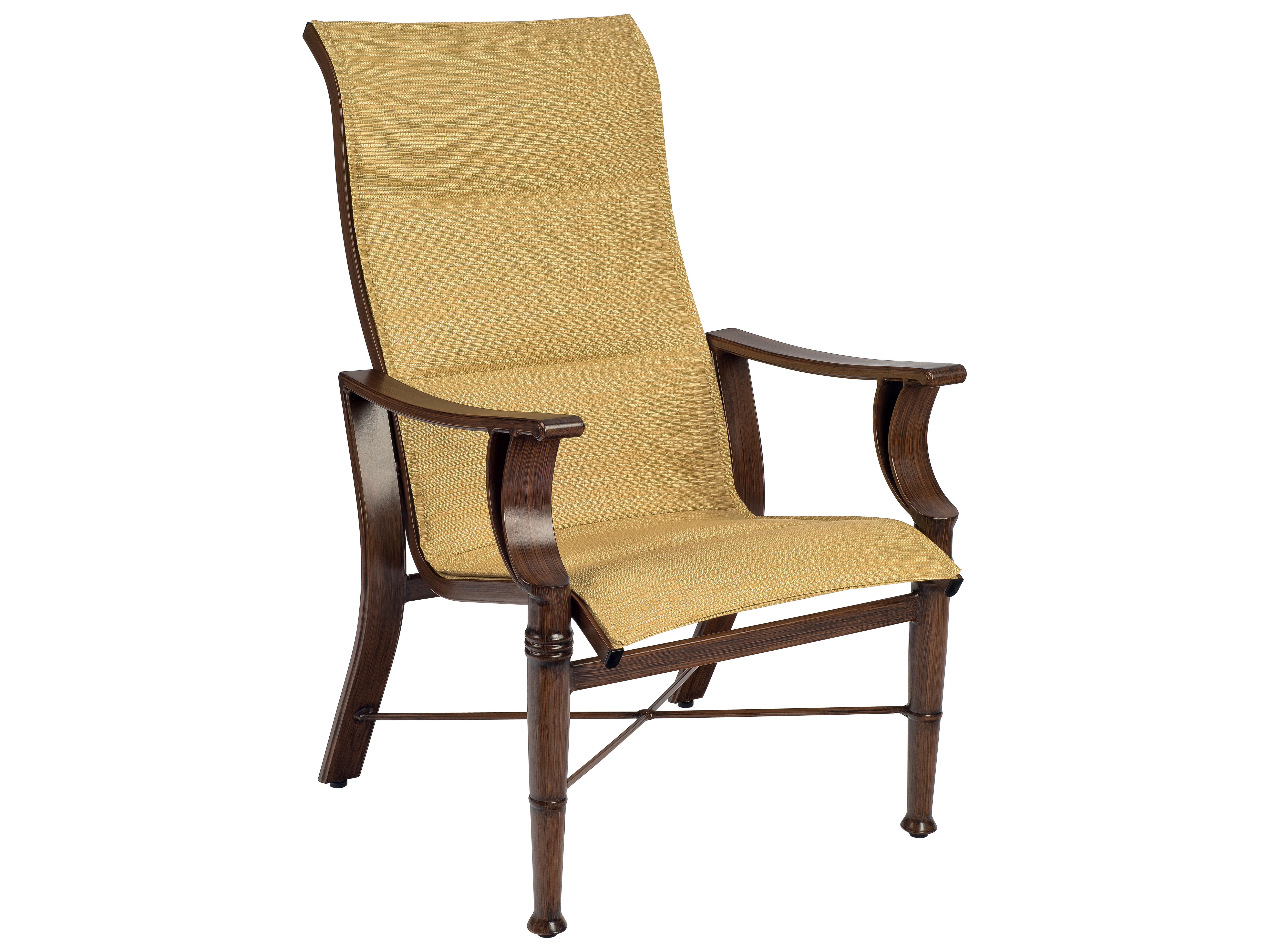 Padded Sling Back Patio Chairs Woodard Arkadia Padded Sling Aluminum High Back Dining Arm Chair 5H0525