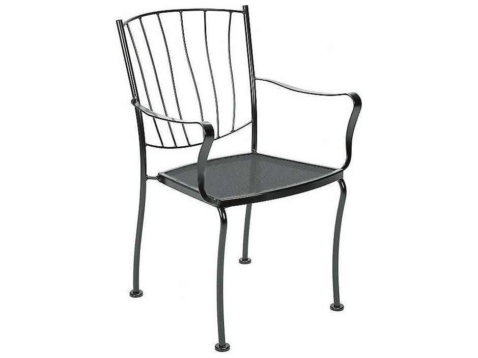 Wrought Iron Outdoor Dining Chairs D.C. America Set of 4 Black Slat