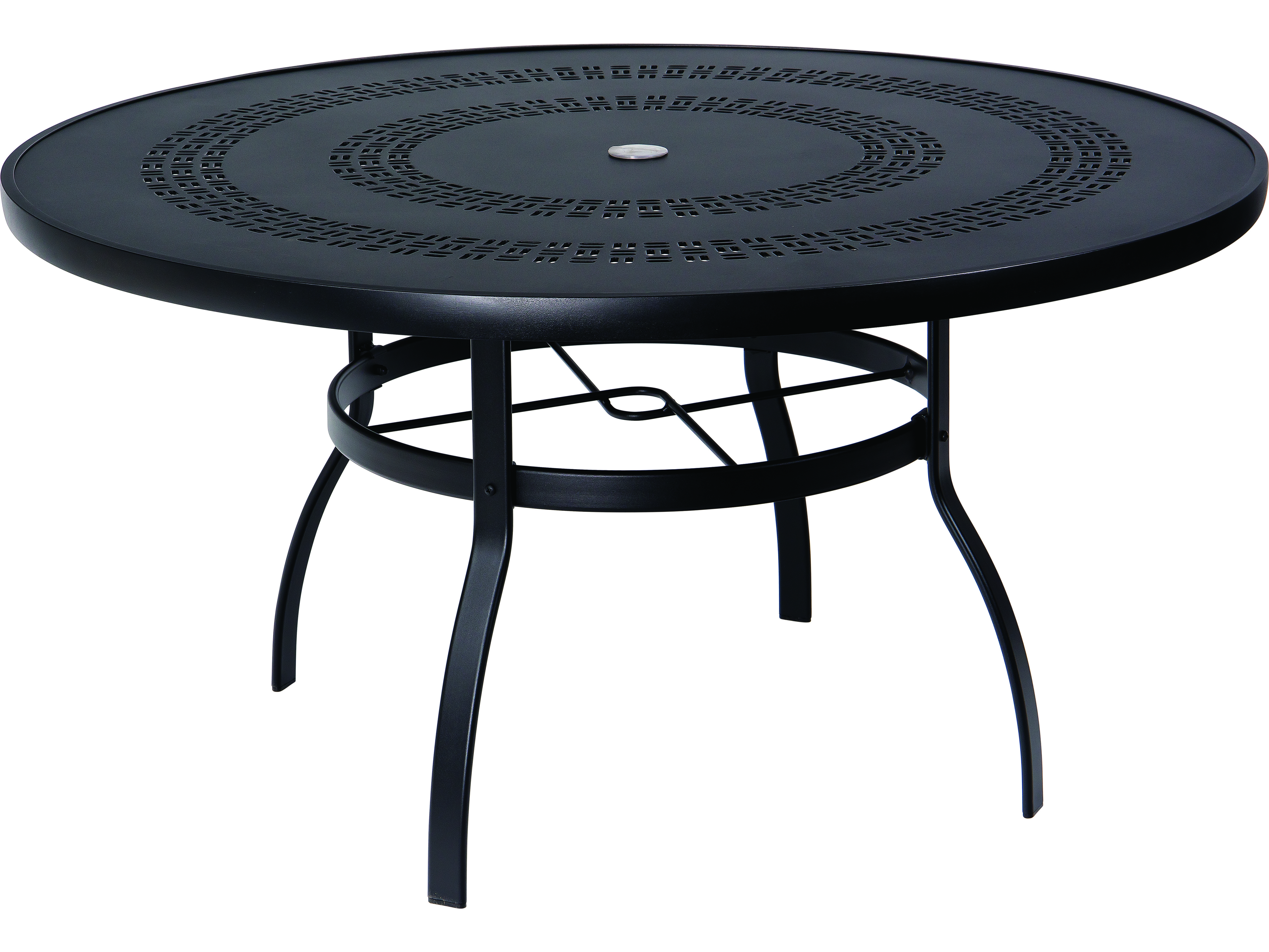 Woodard Aluminum Deluxe 54''Wide Round Trellis Top Table with Umbrella