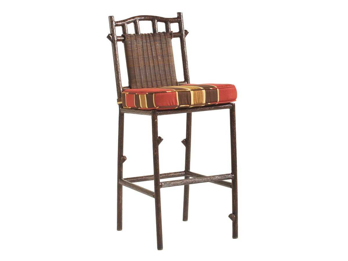 Woodard Closeouts Chatham Run Wicker Cushion Bar Stool in Choconut