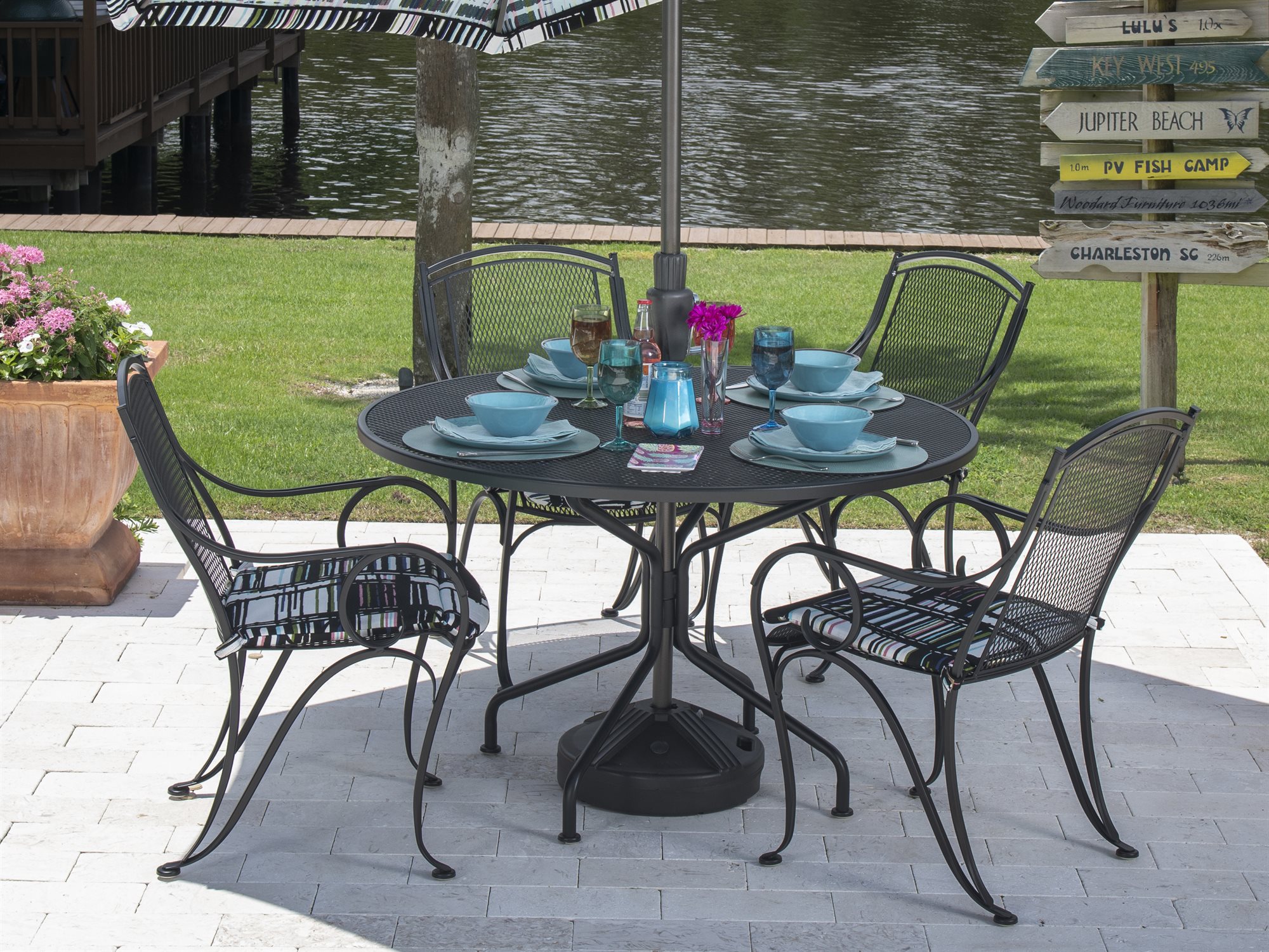 Woodard Modesto Wrought Iron Dining Set WRMDSTODINSET