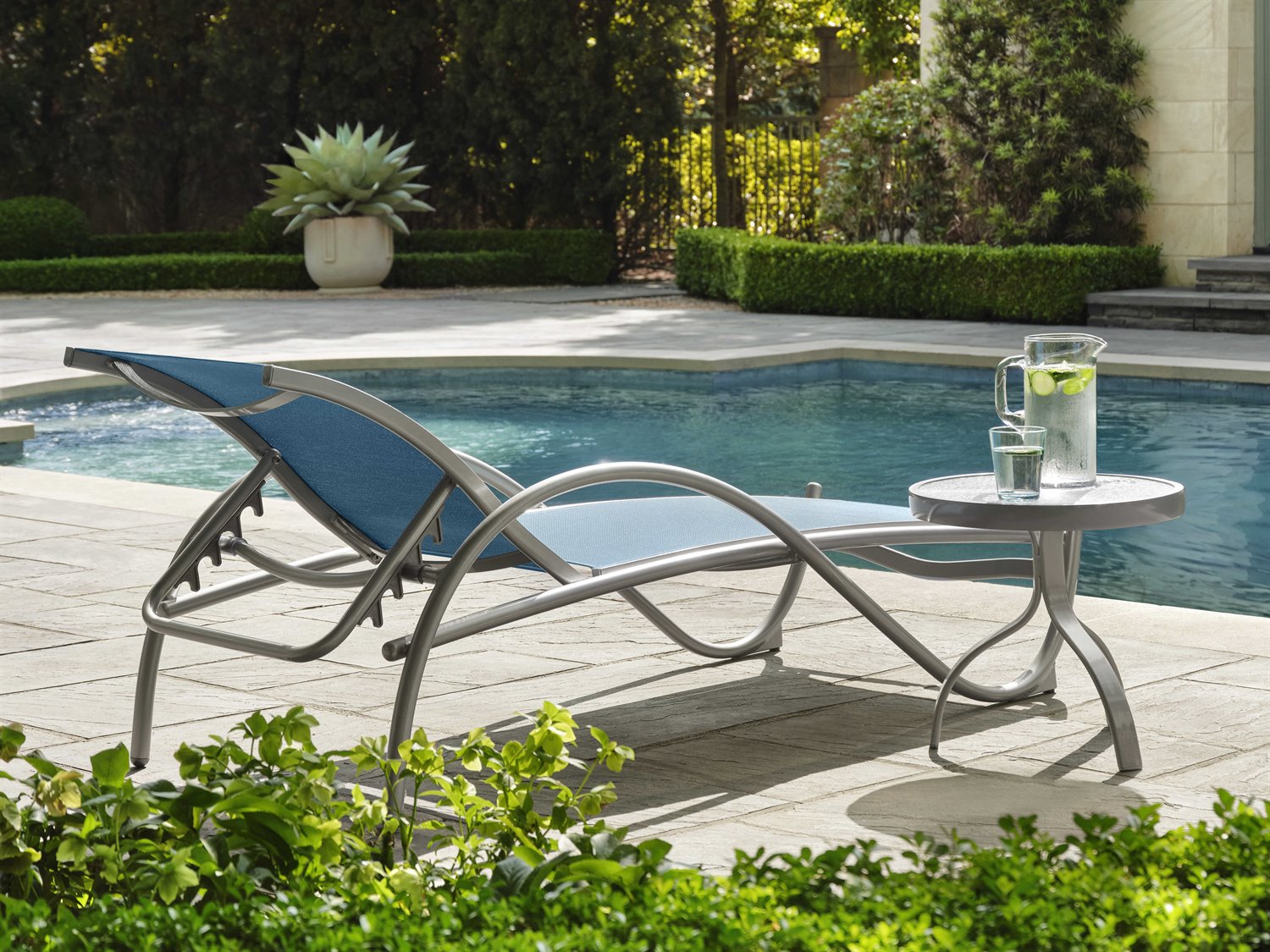 Woodard Tribeca Sling Aluminum Stackable Adjustable Patio Chaise Lounge