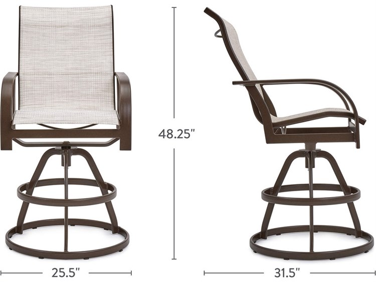 Winston Key West Sling Quick Ship Aluminum Java High Back Swivel Patio