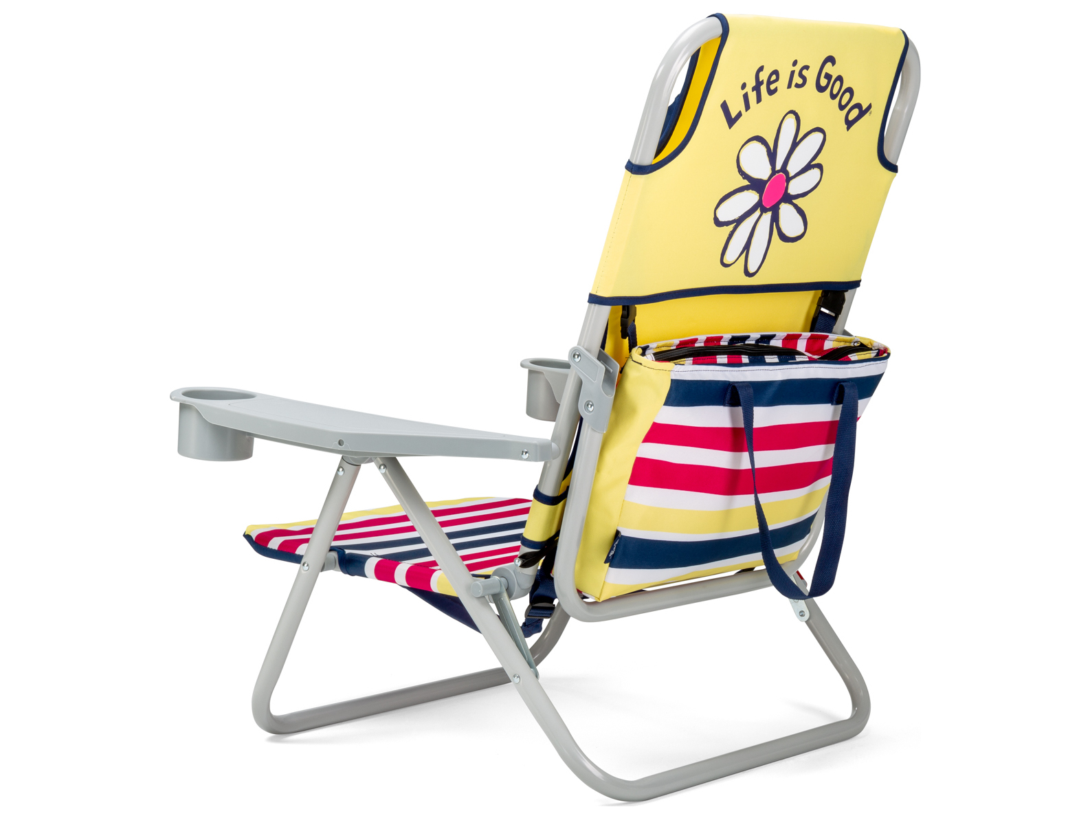 Life is Good Aluminum Grey Beach Chair in Daisy Yellow WSLIGBCY1PK
