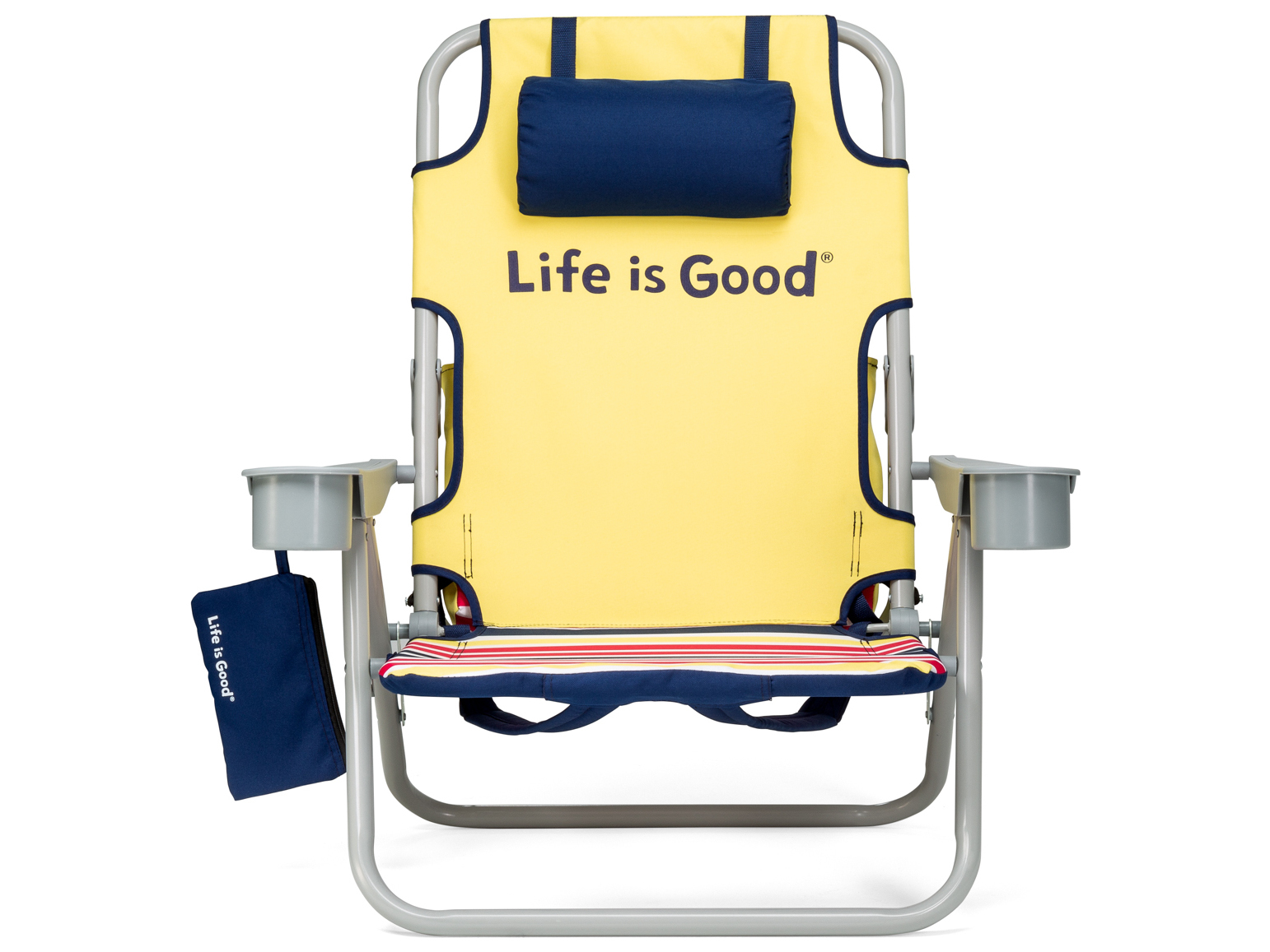 Life is Good Aluminum Grey Beach Chair in Daisy Yellow WSLIGBCY1PK