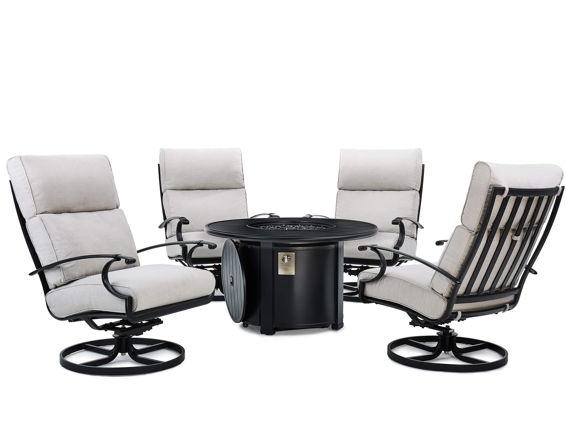 Winston Quick Ship Manor Deep Seating Cast Aluminum 5 Piece Seating