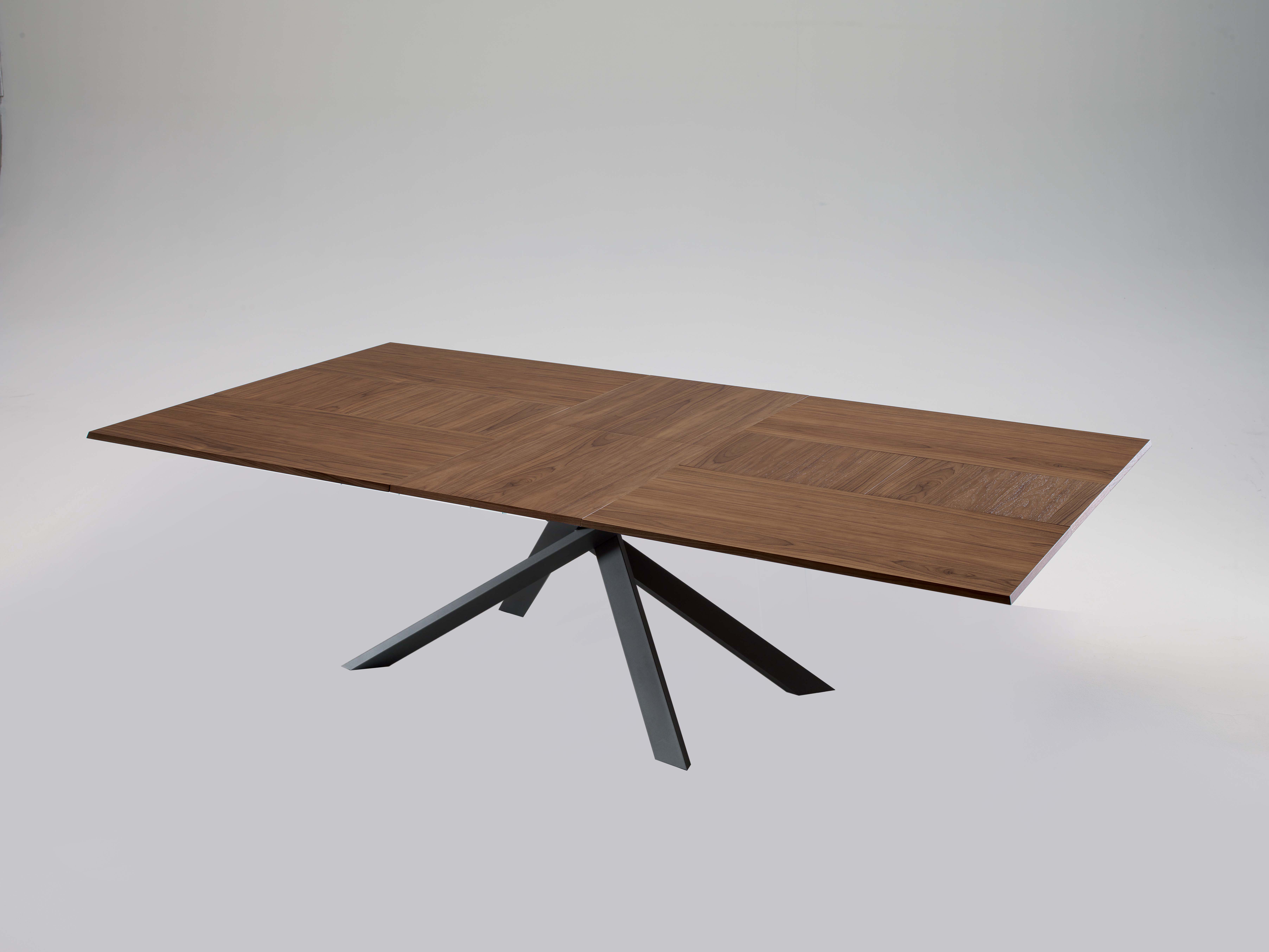 YumanMod Quadron Extendable Rectangular Wood Walnut Dining Table