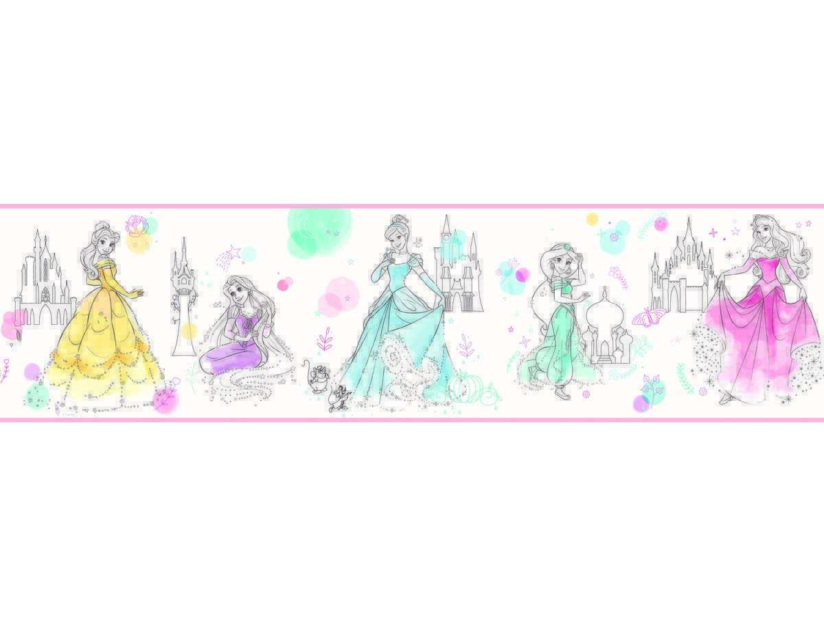 York Wallcoverings Disney Kids Vol4 Blue / Pink / Green Disney