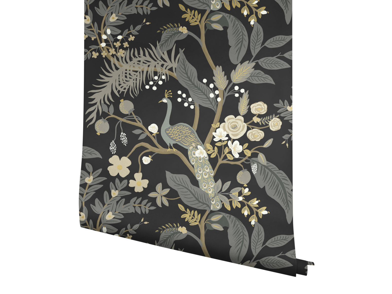 York Wallcoverings Black Peacock Wallpaper YWRI5170