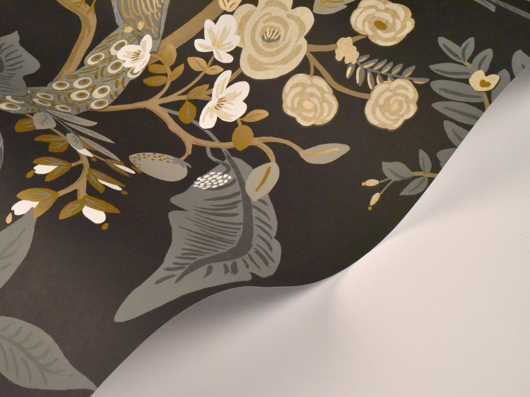 York Wallcoverings Black Peacock Wallpaper YWRI5170