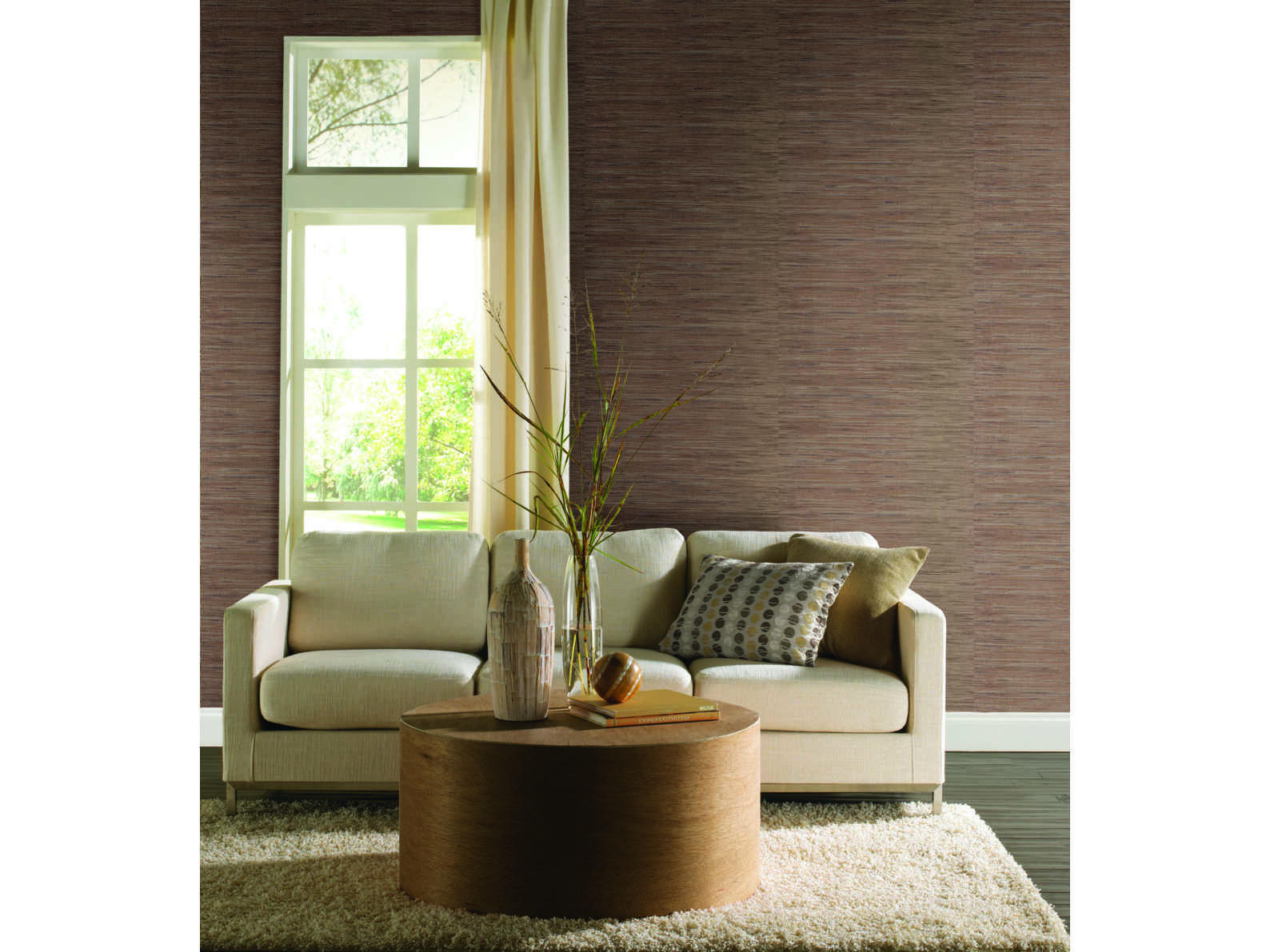 York Wallcoverings Grasscloth Resource Library Brown Lustrous