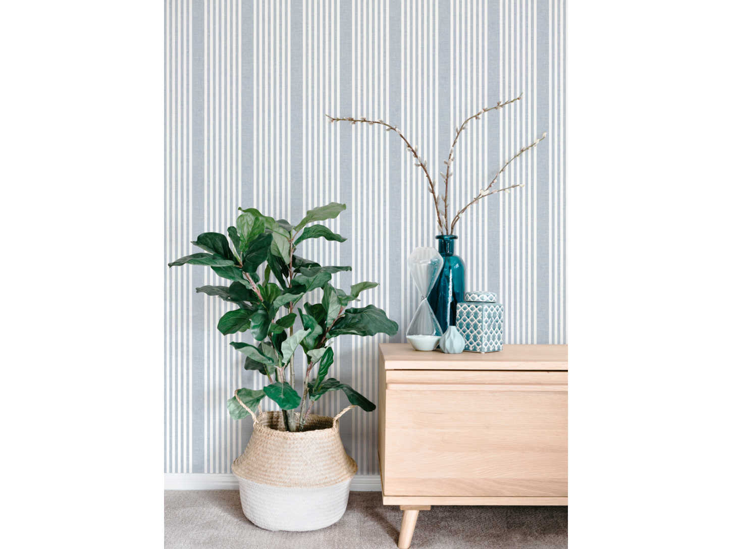 York Wallcoverings Stripes Resource Library Blue French Linen Stripe