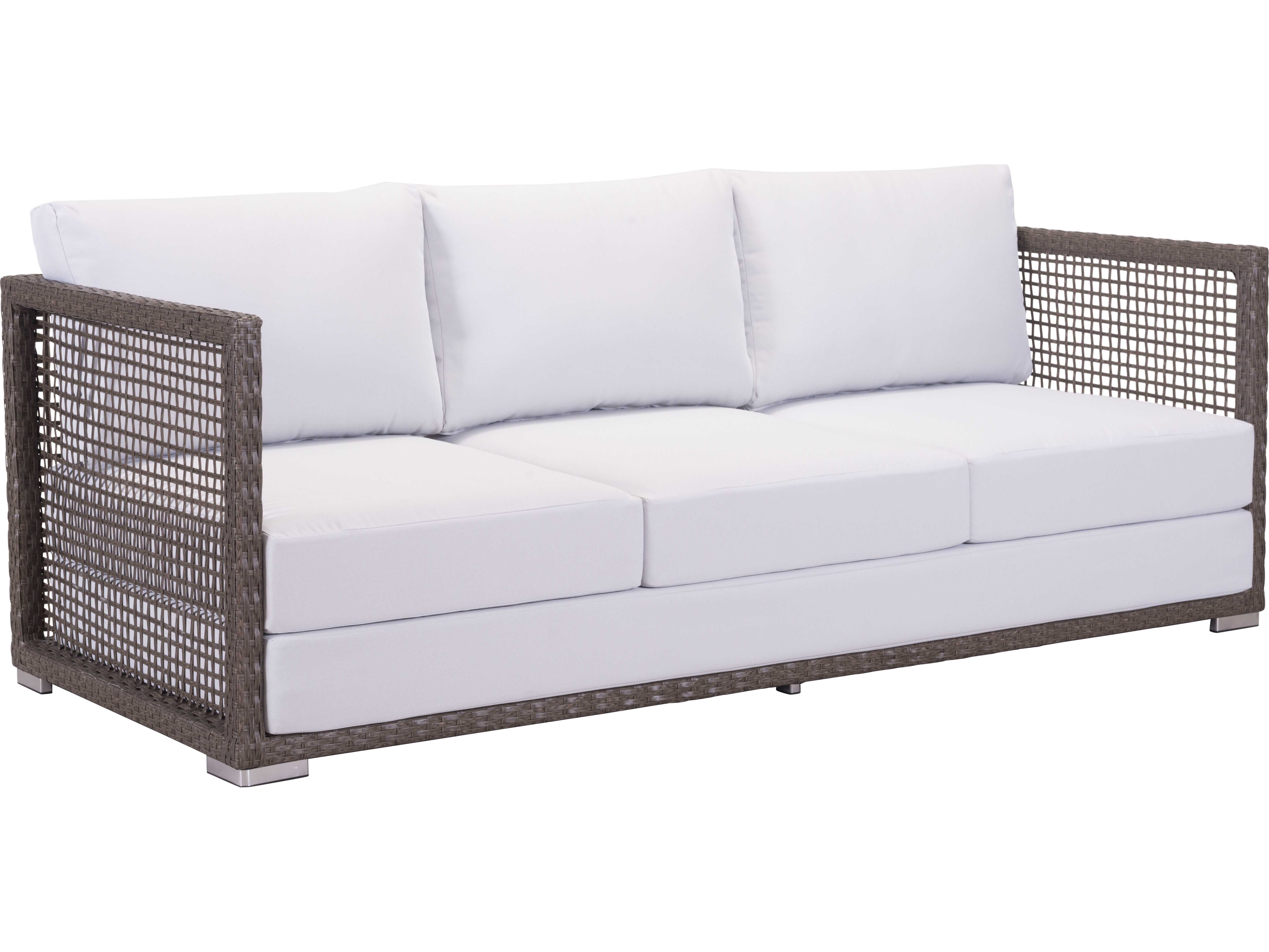 Zuo Outdoor Coronado Aluminum Wicker Sofa in Cocoa & Light Gray 703823