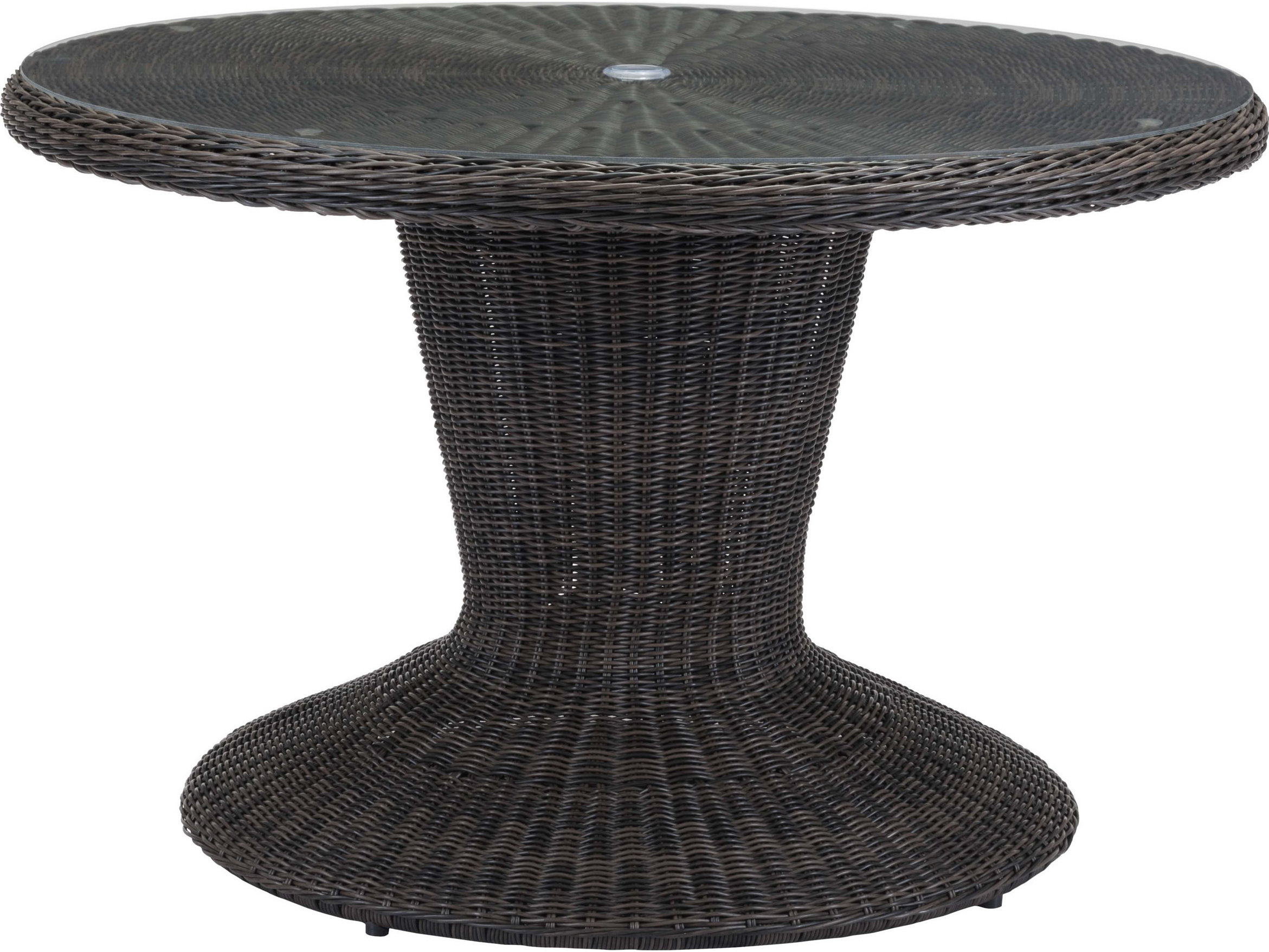 Zuo Outdoor Noe Aluminum Wicker 48 Round Glass Top Dining Table in