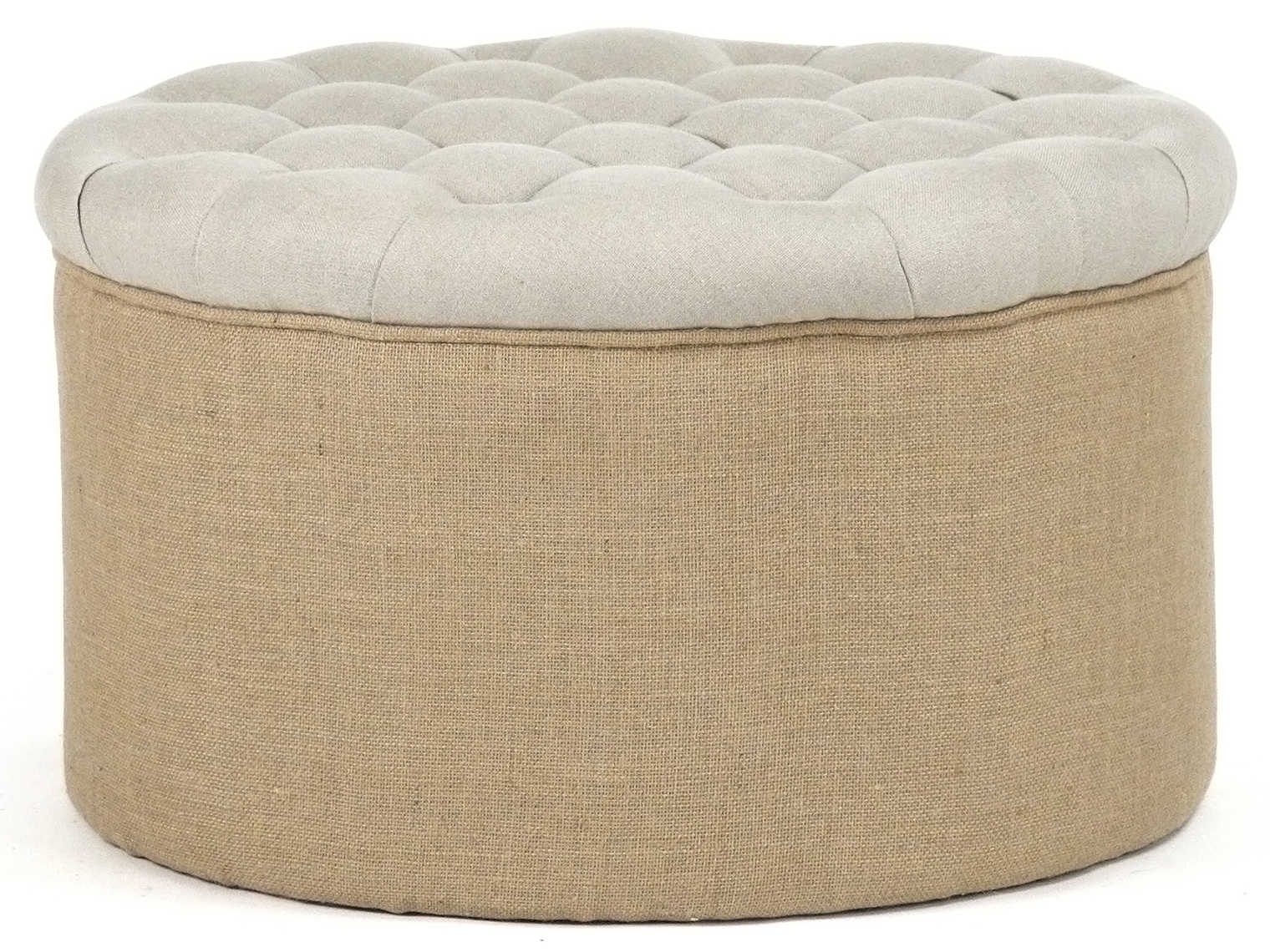 Zentique Natural Linen / Jute Ottoman ZENCF0531A003JUTE