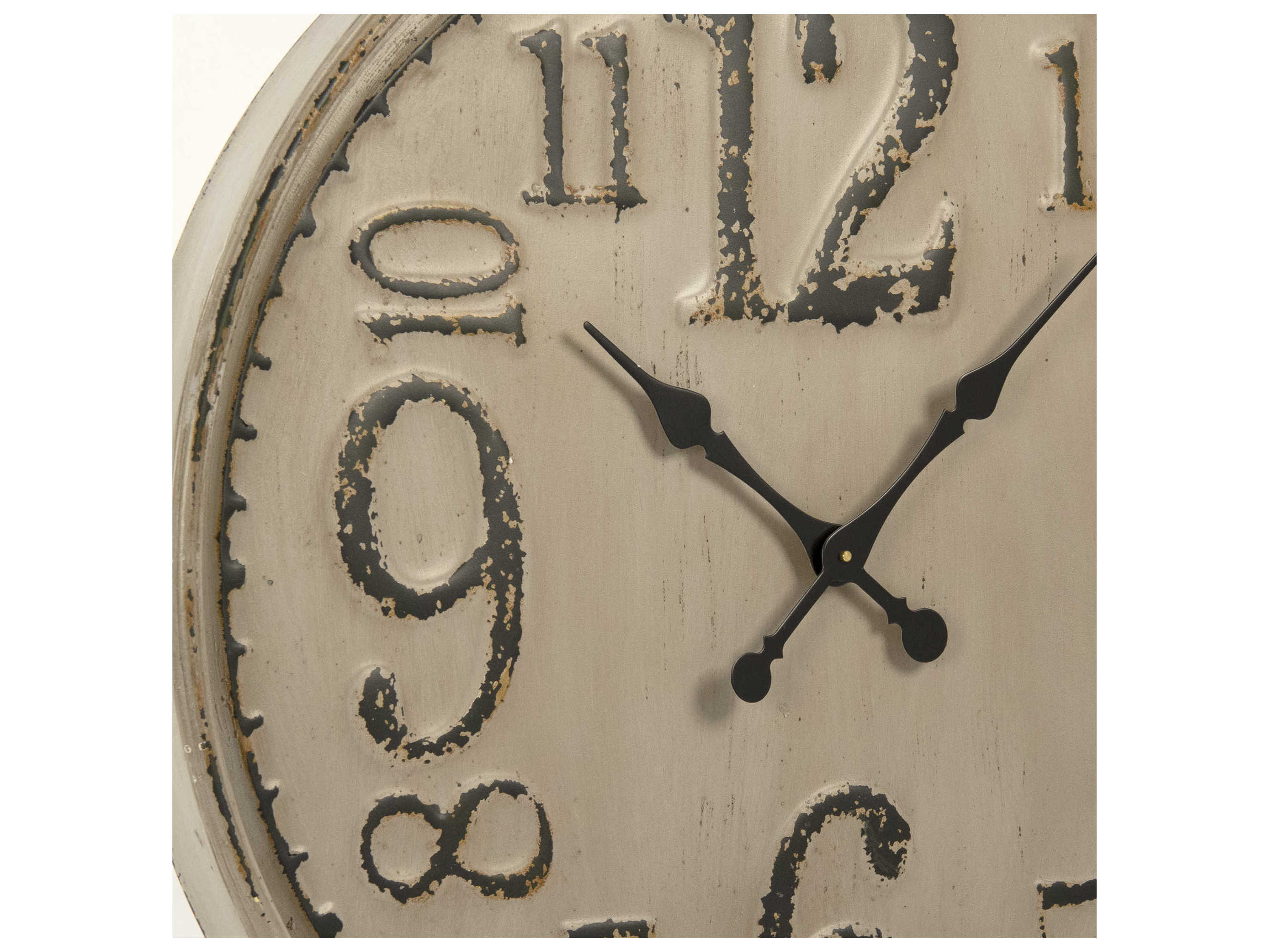 Zentique Distressed Grey Taupe Iron Wall Clock ZENPC096