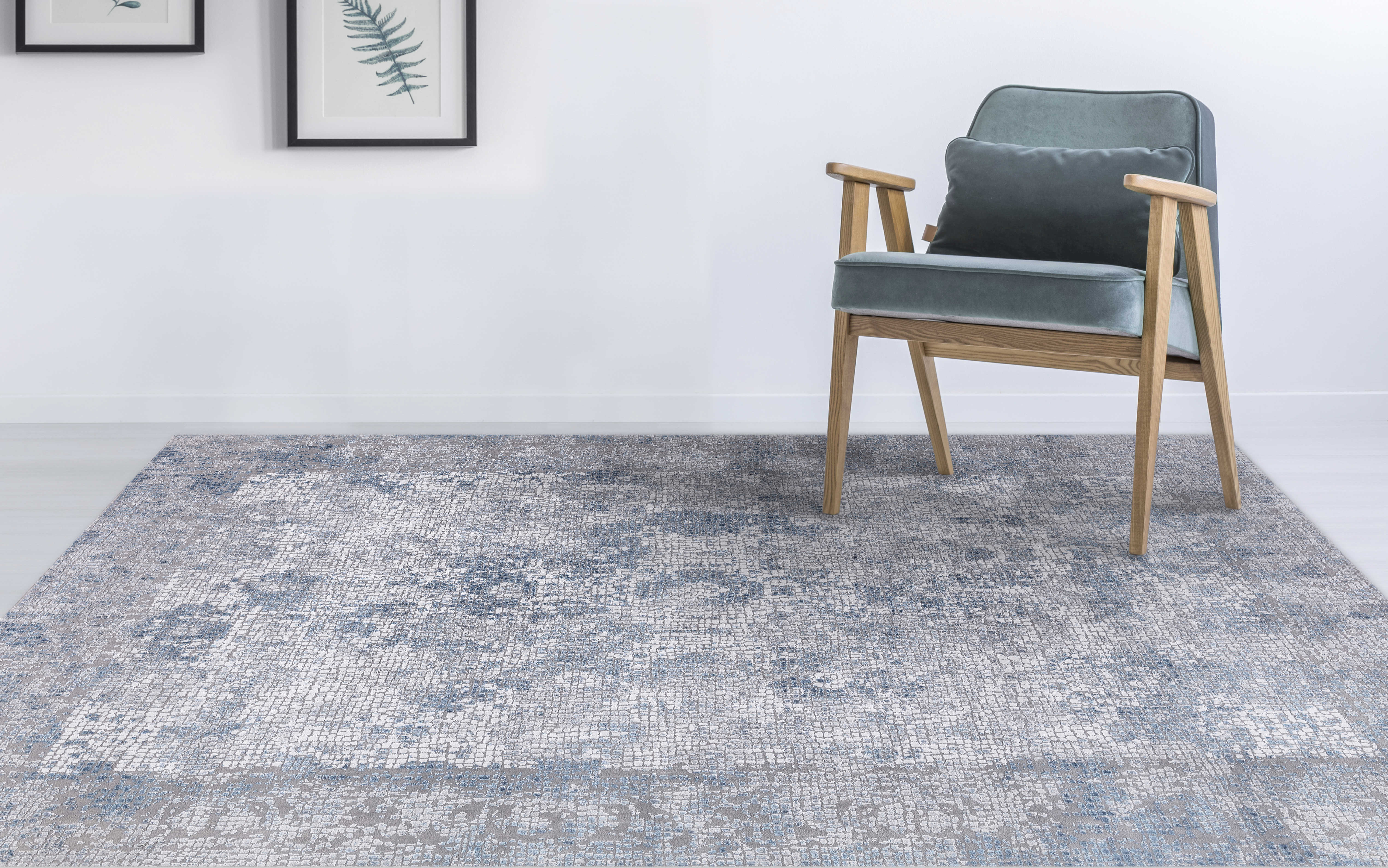 Amer Rugs Hamilton Gray / Blue Ivory Rectangular Area Rug ARHAM4REC