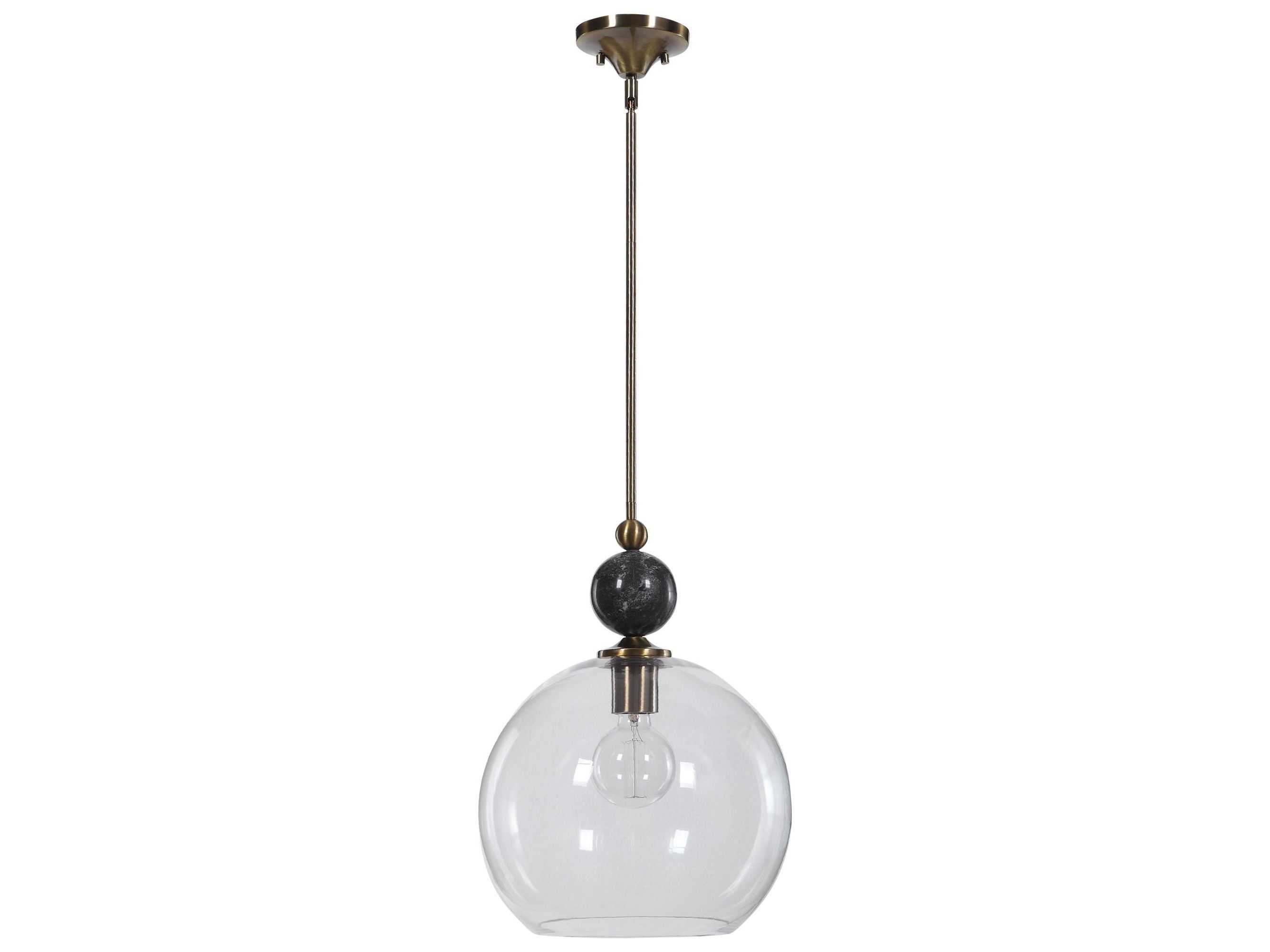 Uttermost Mendota 13" 1Light Oxidized Aged Brass Glass Globe Pendant
