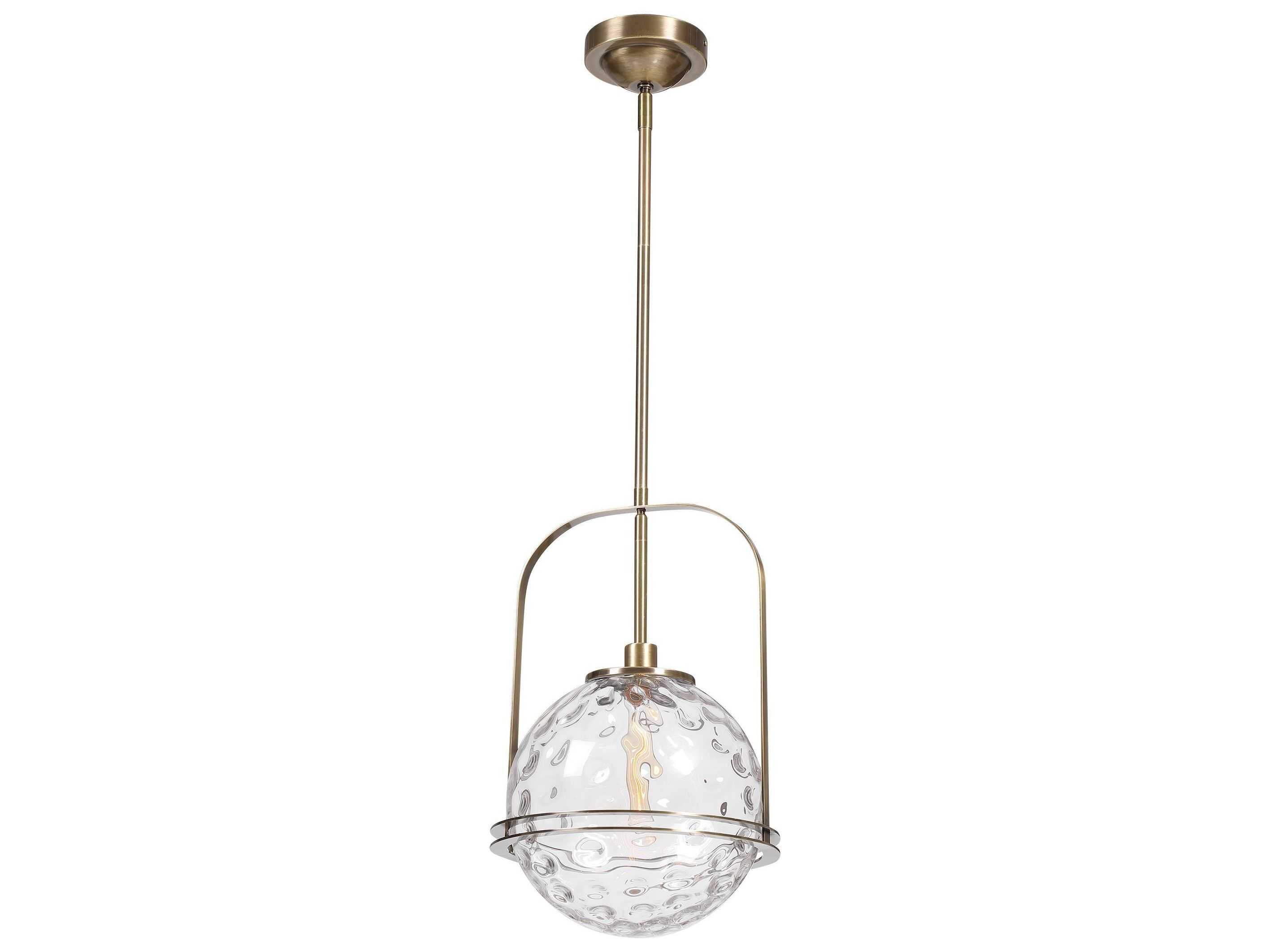 Uttermost Mimas 13" 1Light Antique Brass Glass Globe Pendant UT21540