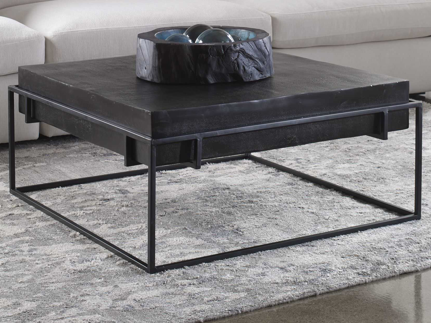 Uttermost Telone 35" Square Metal Dark Oxidized Black Coffee Table