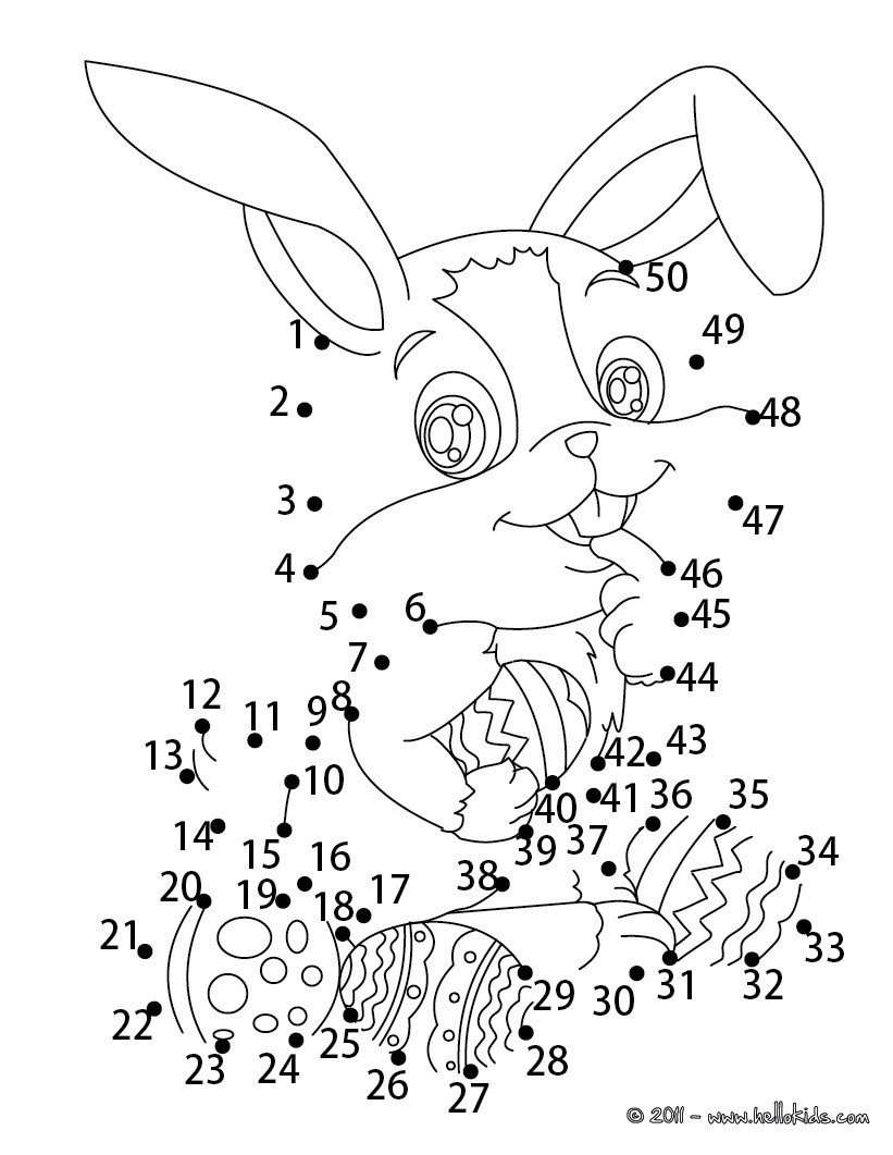 Osterhase punkte verbinden zum ausmalen