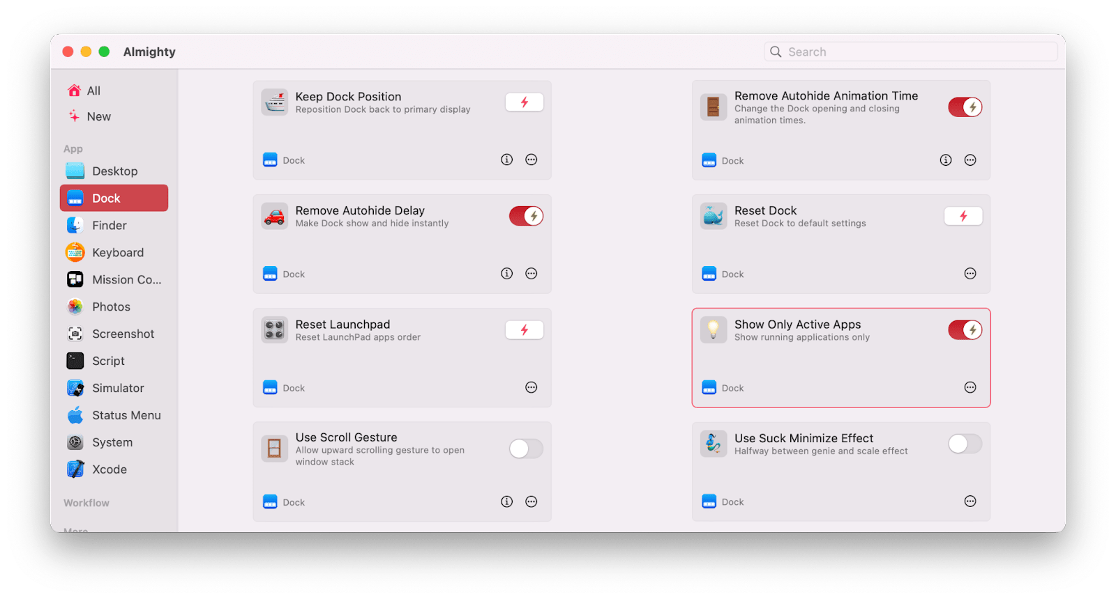 How to show only active apps in Dock on Mac