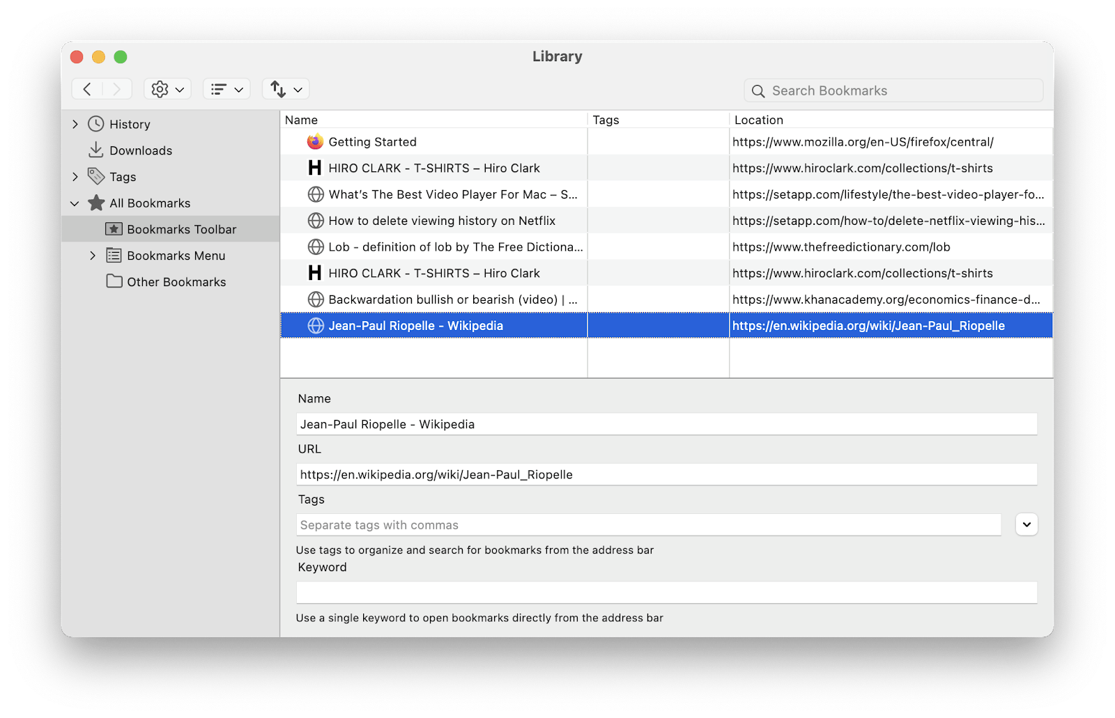 How to delete bookmarks on Mac