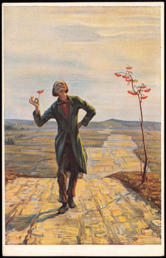 Kunstlerkarte Gemalde Kunstwerke Alter Mann Karge Landschaft Ansichtskarten Lexikon