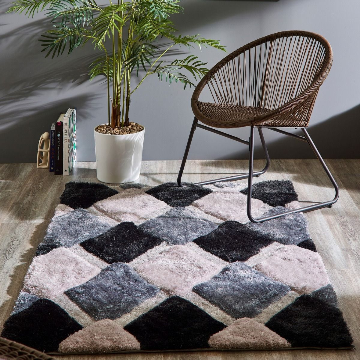 Order Online 3D Geo Shaggy Grey Rug from The Rug Shop UK! ImgPile