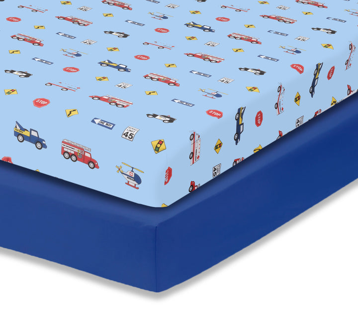 Rescue/Blue 2Pack Fitted Crib Sheets ImgPile