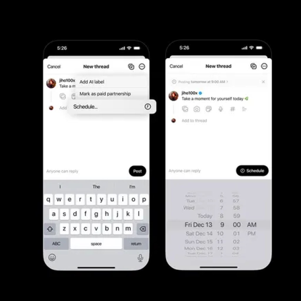 Threads Announces Test of Post Scheduling