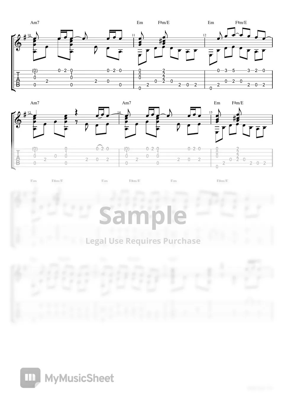 Michael Jackson Billie Jean (Guitar Fingerstyle) Tab + 1staff by
