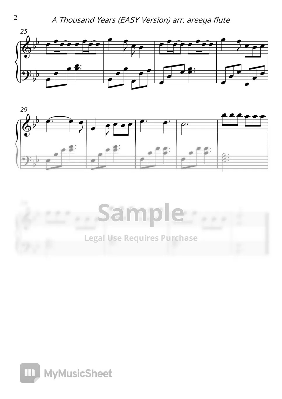 Christina Perri A Thousand Years (EASY) Sheets by areeya flute