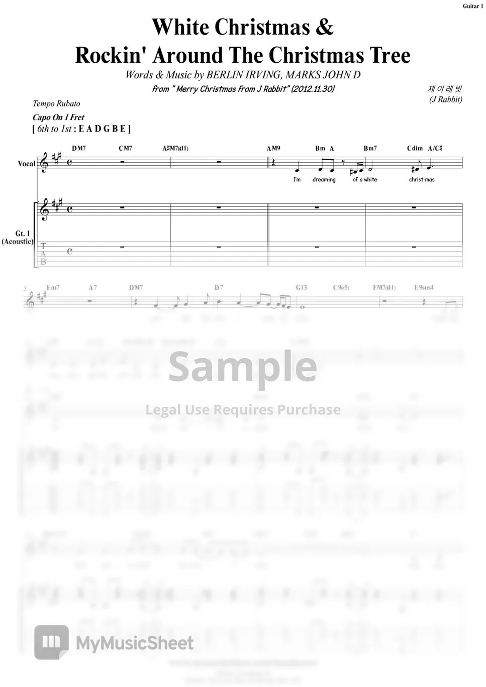 J Rabbit White Christmas & Rockin' Around The Christmas Tree Guitar 楽譜 by COVER SKILLS