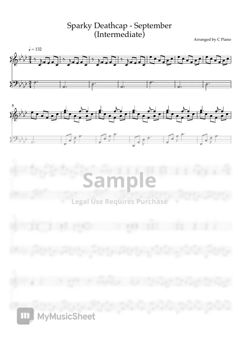 Sparky Deathcap September (Intermediate Version) Sheets by C Piano