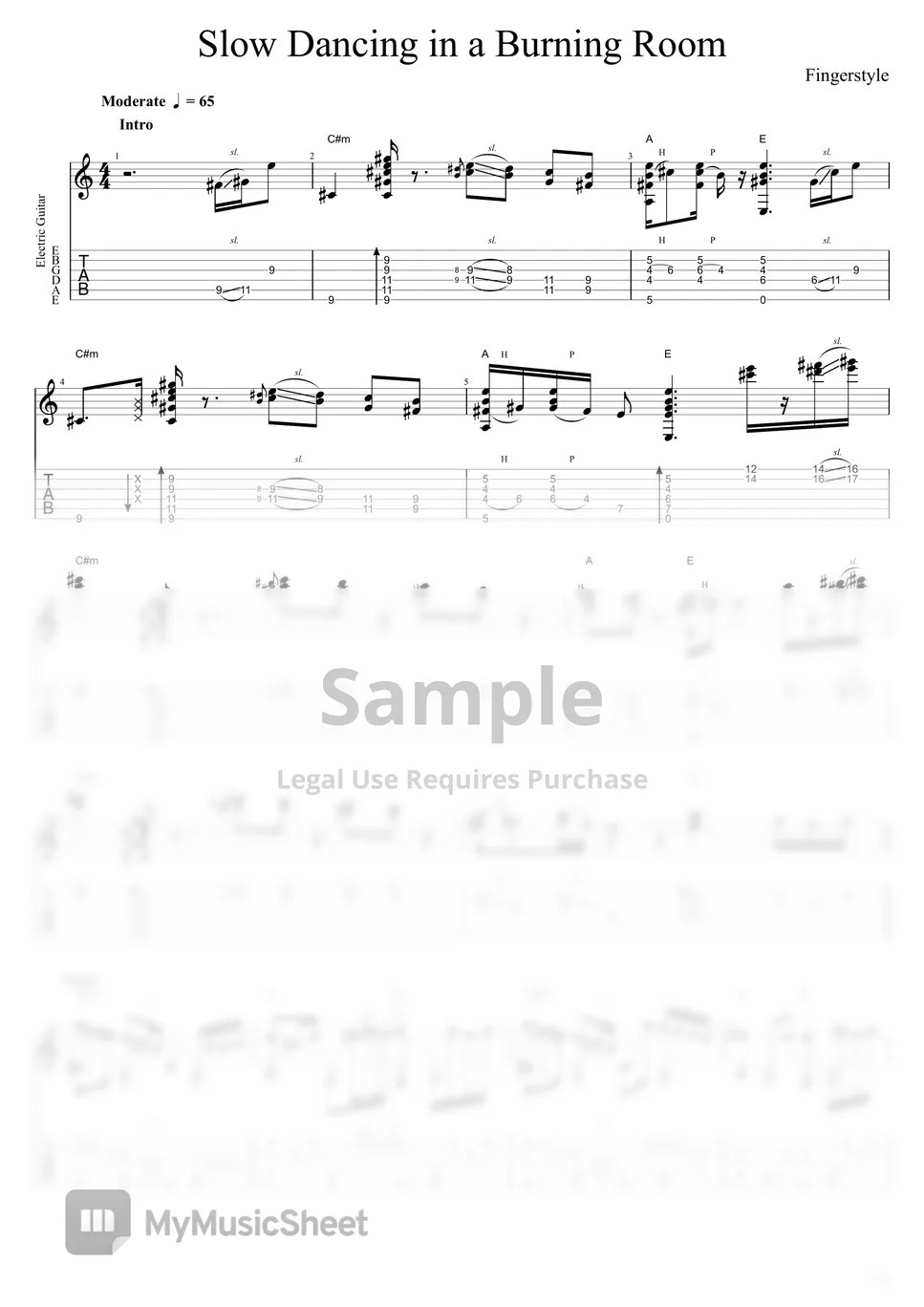 John Mayer Slow Dancing in a Burning Room (Electric Fingerstyle