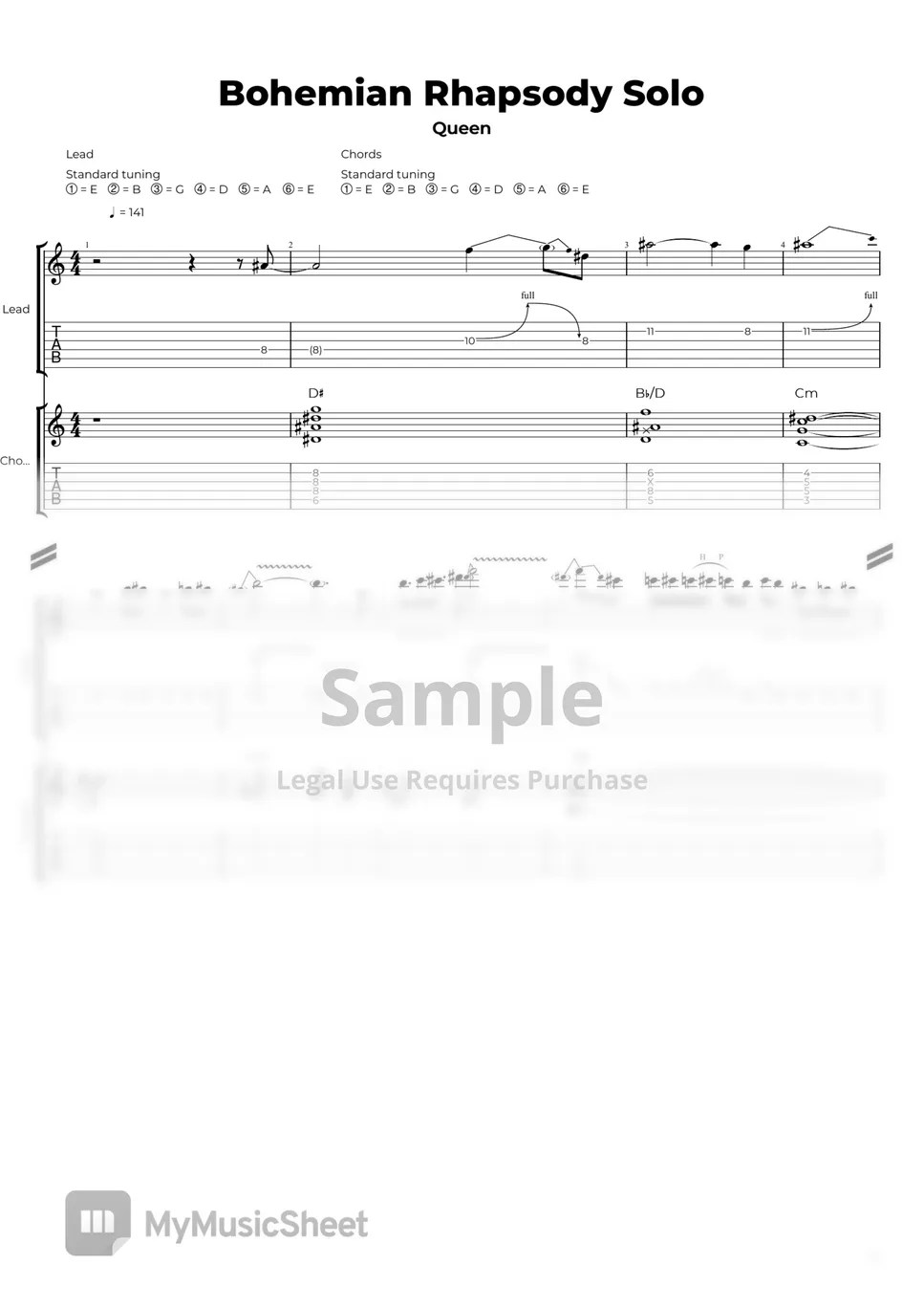 Queen Bohemian Rhapsody Solo Sheets by Nikola Gugoski