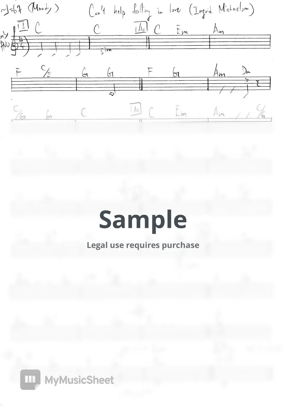 Ingrid Michaelson Can't help Falling in Love Tab + 1staff by edward8561
