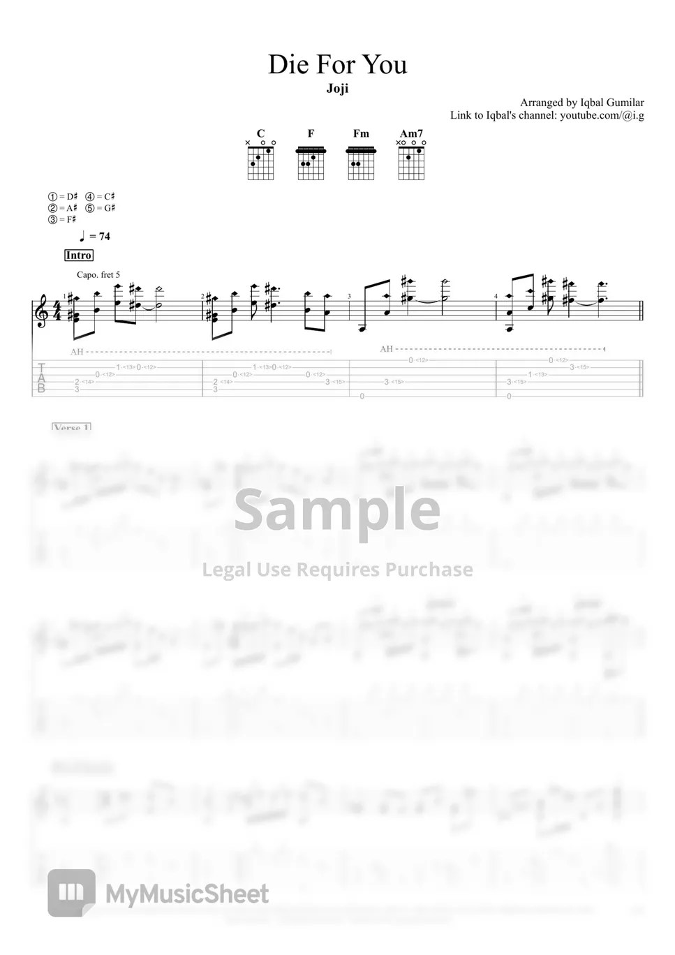 Joji Die For You TAB by Iqbal Gumilar