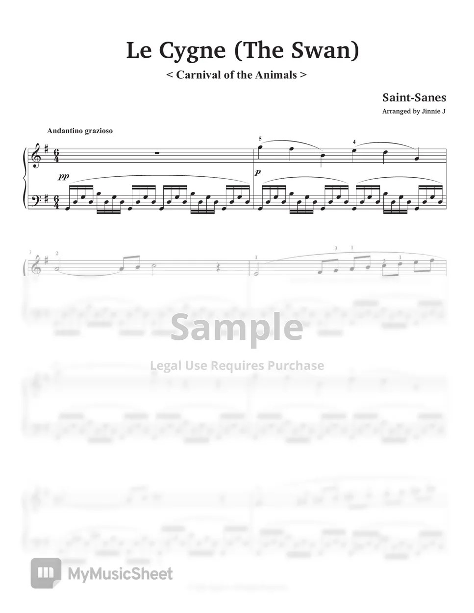 Saintsaens(생상스) Le Cygne (The Swan) Sheets by Jinnie J