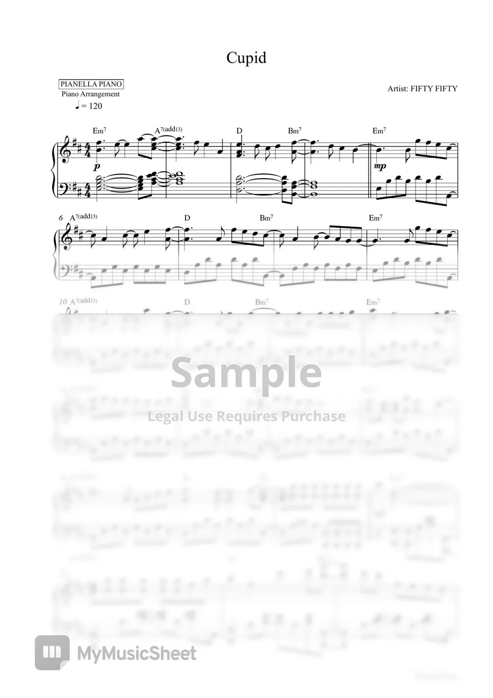 FIFTY FIFTY Cupid (Piano Sheet) Sheets by Pianella Piano