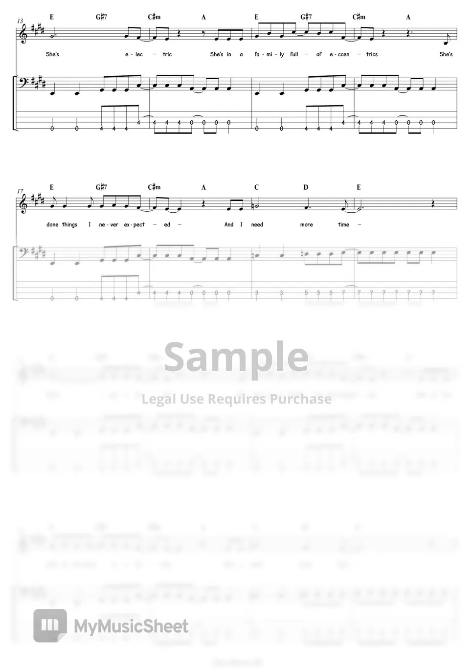 Oasis She's Electric Bass Sheets