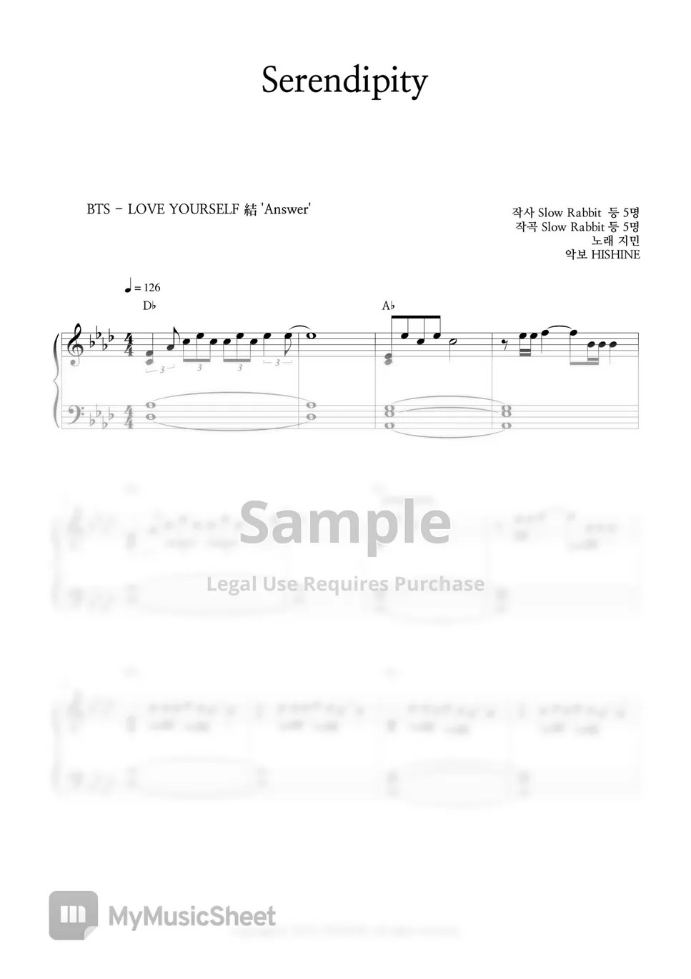 BTS JIMIN Serendipity 악보