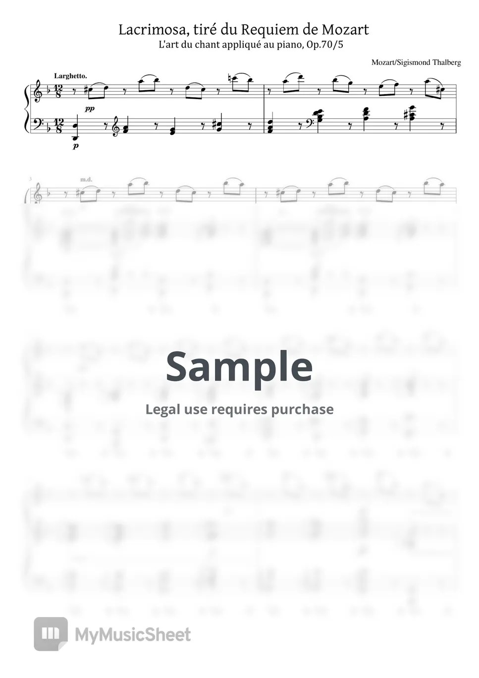 Wolfgang Amadeus Mozart/Sigismond Thalberg Lacrimosa from the