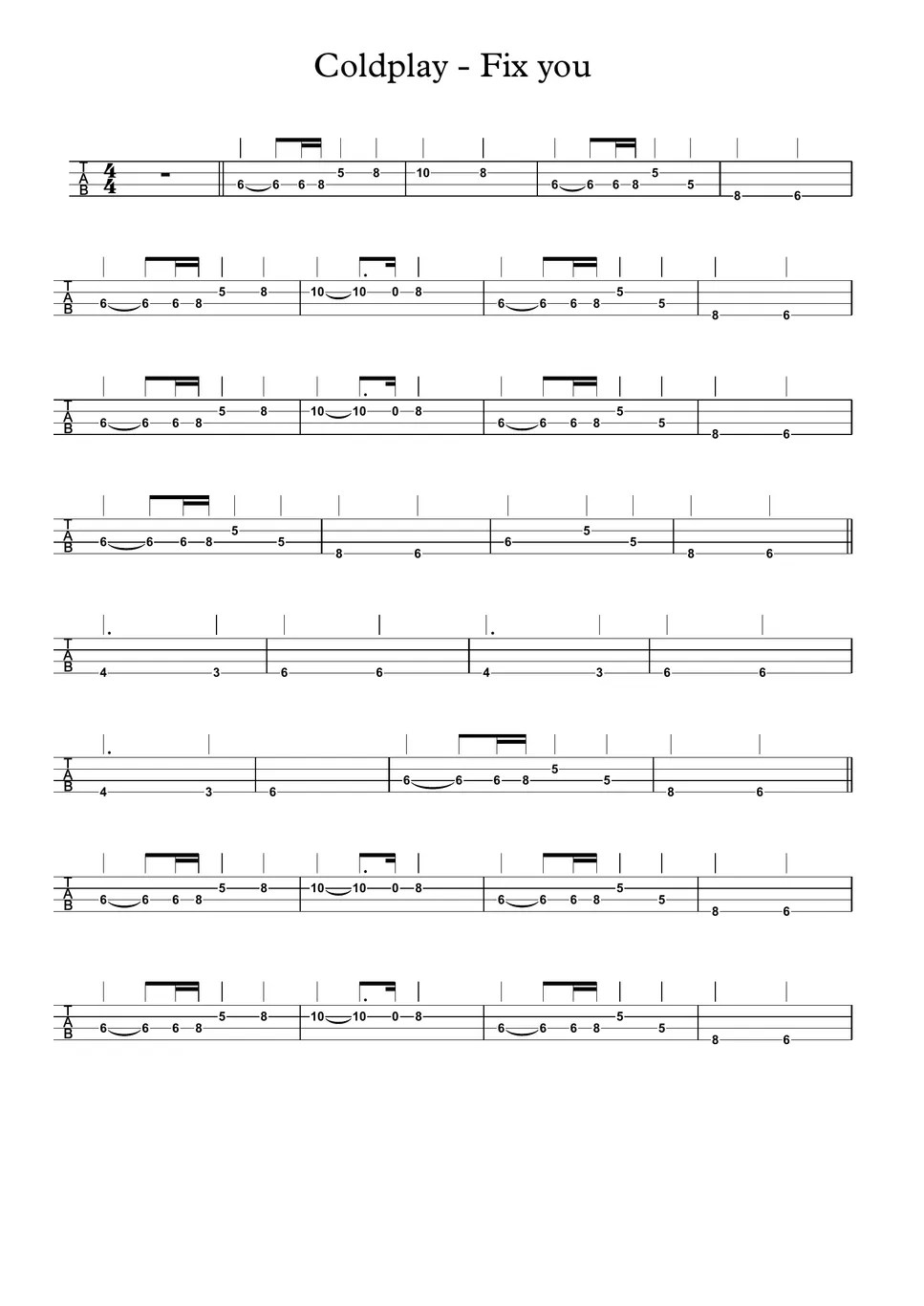 Coldplay Fix You Blad by BassTabsWorld