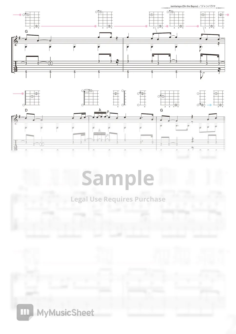 The Carpenters Jambalaya (On the Bayou) (Solo Guitar) Tab + 단선 악보 by