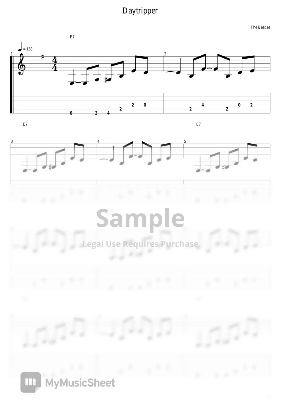 The Beatles Daytripper Tab + 1staff by guitar cover with tab