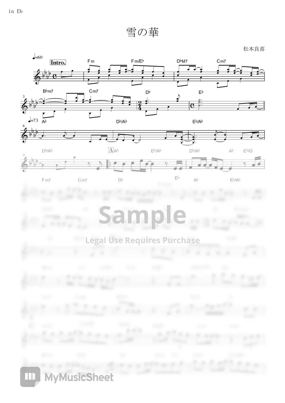 Mika Nakashima Yuki No Hana (in Eb) 악보